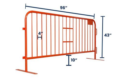 8 ft Metal Barricade | Powder Coated Orange