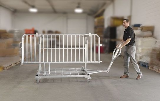 8 ft Metal Barricade Bundle and Transportation Cart