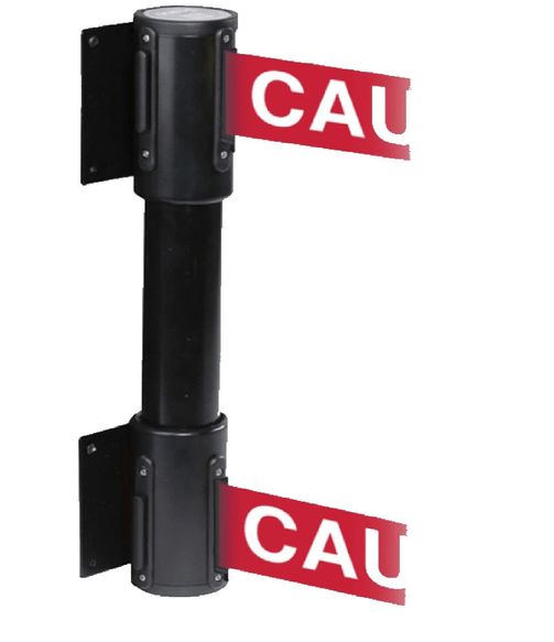 10'L Retractable Double Belt Barrier | Wall Mounted