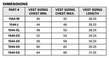 Ultimate Reflective Safety Vest Size Chart