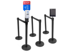 10 ft SmartQ Retractable Belt Barrier Black Post | 6-Pack