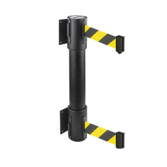 15'L Retractable Double Belt Barrier | Wall Mounted