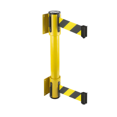 10'L Retractable Double Belt Barrier | Wall Mounted